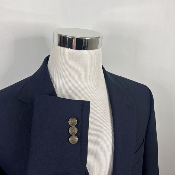 Dockers 42R Blazer Worsted Wool Blend Navy Blue Pewter Two Button Lined Vented - Picture 1 of 8